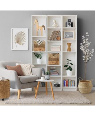 13" x 13" Mixed Weave Storage Baskets, Natural - Set of 2 Collapsible Cubes, Woven Bin Organizers for Bathroom, Bedroom, Laundry