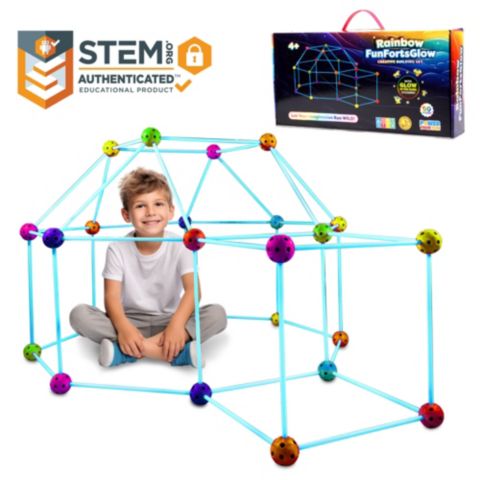 Детский конструктор Power Your Fun Glow in the Dark Rainbow Fun Forts 90-Piece Building Set, от 4 лет