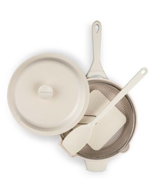 Zuka Everyday Pan 3.25 Qt. Ceramic 10 in 1 Nonstick Multi-Functional Saute Pan with Lid, Nylon Spoon, & Steamer Basket