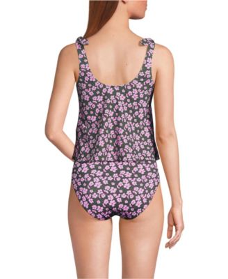 Женский топ-танкини с завязками на плечах и развевающимися бретелями Lands'End, выполненный в стиле DD-Cup