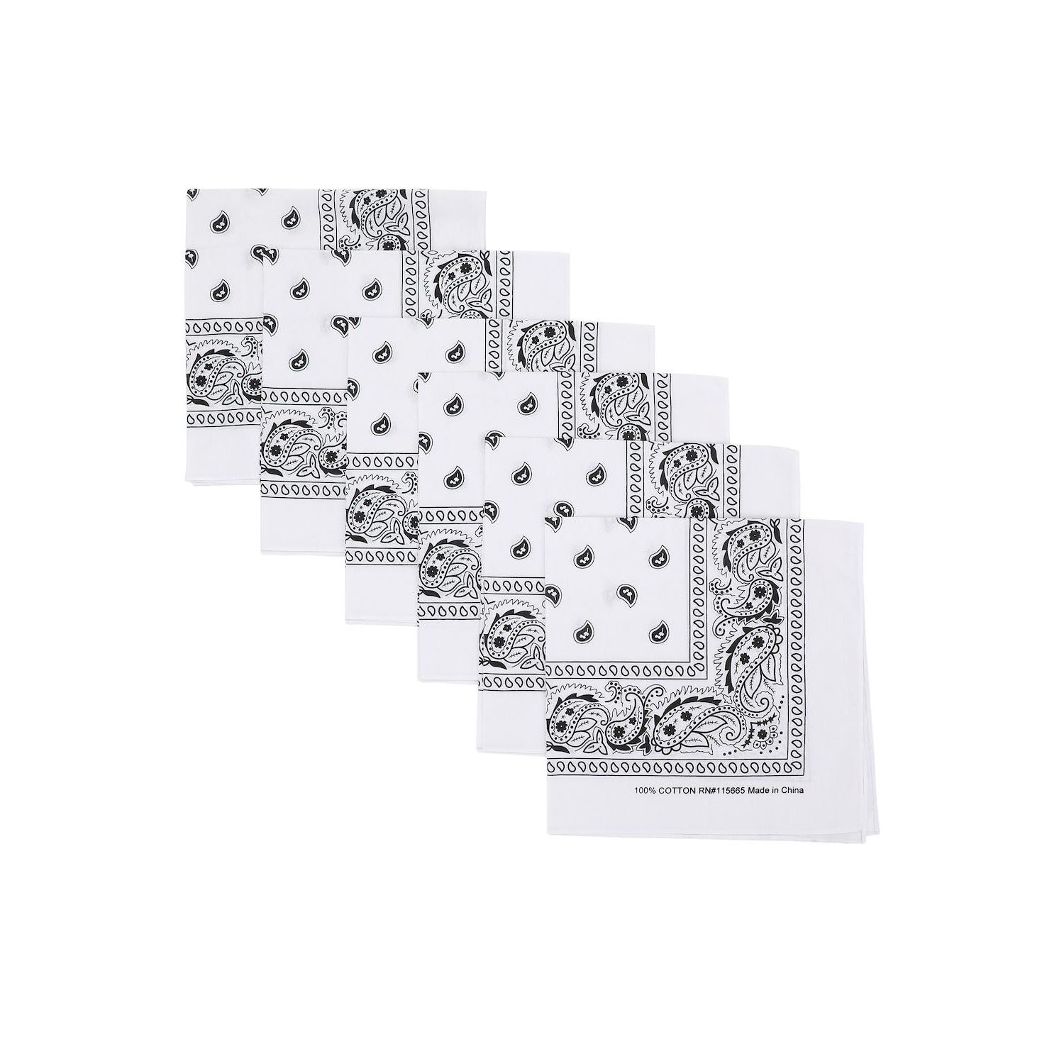 Lightweight White 22"x22" 6-Pack Bandana Set