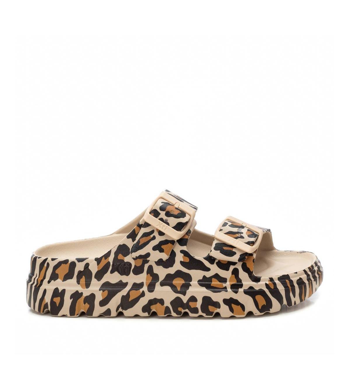 Women's Rubber Flat Sandals By Xti - Leopard