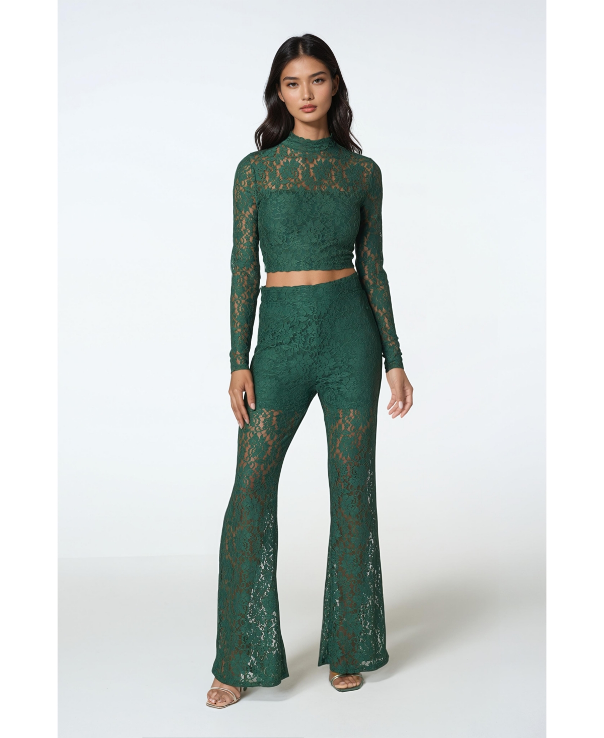 Women's Two Piece Lace Jumpsuit - Emerald
