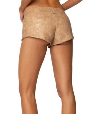 Стильные женские микро-шорты Audrey из искусственной кожи с заклепками