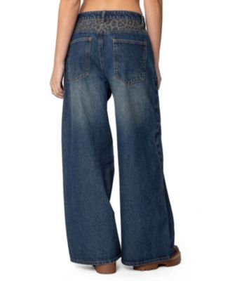 Стильные женские джинсы с низкой посадкой Gwen Leopard Detail