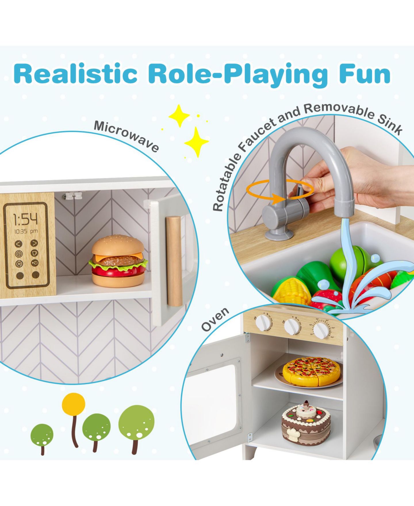 Детский игровой набор Slickblue Lights and Sounds Kids' Kitchen Playset, Ages 3+, цвет: Белый — фото 5
