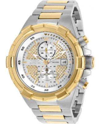 Мужские многофункциональные кварцевые часы Invicta 28120 Aviator с серебряным и золотым циферблатом