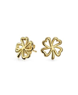 Luck of the Irish Celtic Shamrock Stud Earrings in Two Tone Gold & Silver