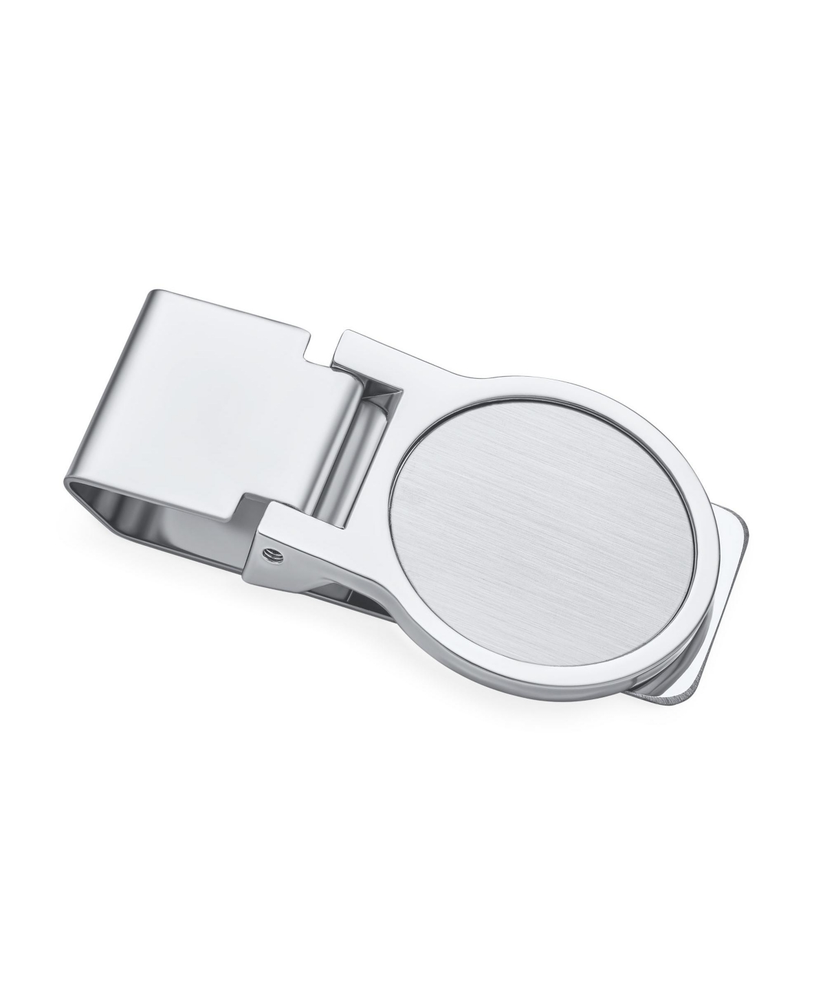 Large Round Hinged Style Money Clip Card Holder Stainless Steel - Grey