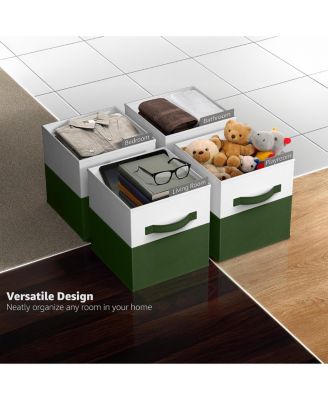 6 Pack 11" Two Tone Foldable Storage Cubes with Handles - Perfect for clothes, toys, books, linens, and more