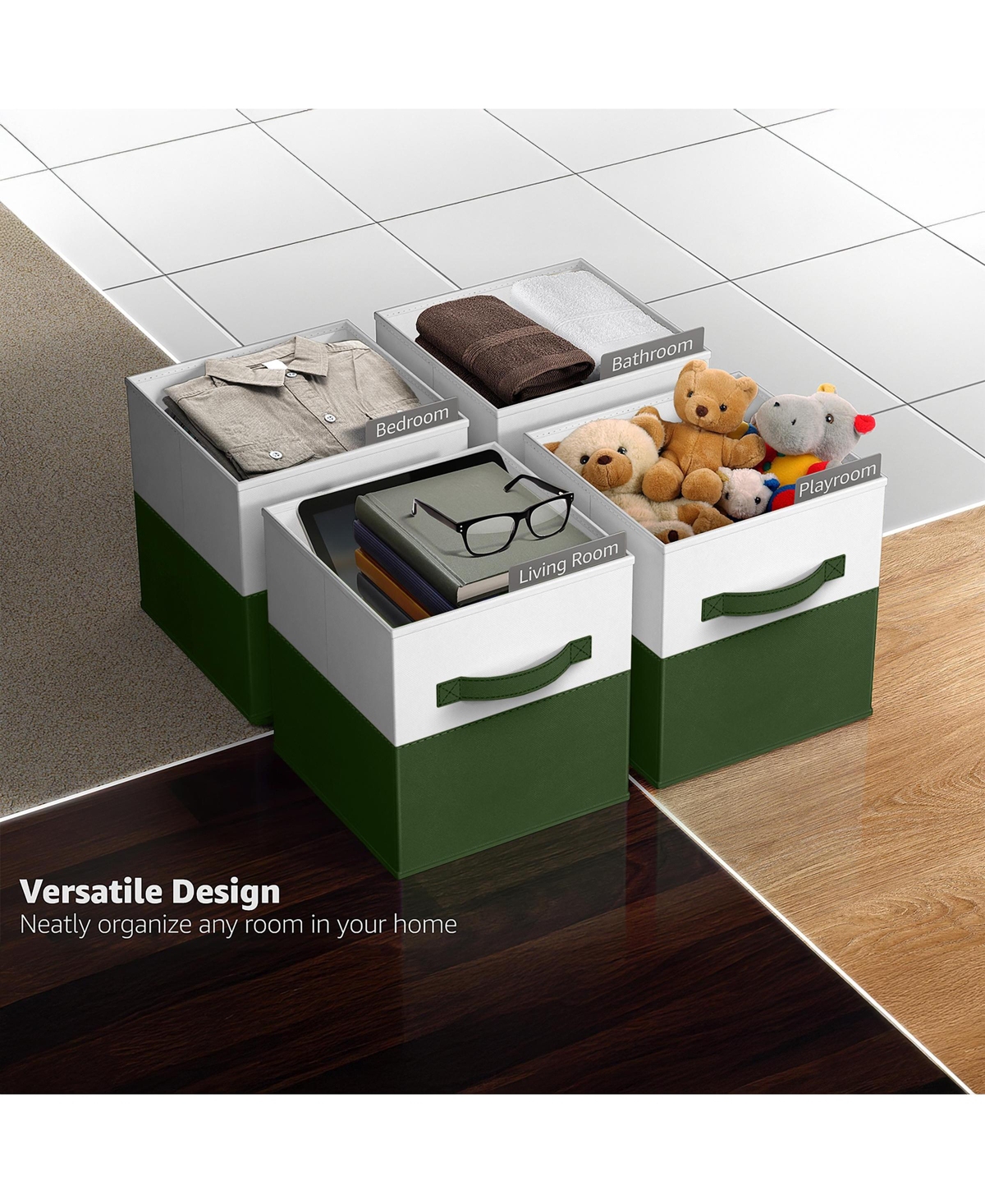 Sorbus 6 Pack 11" Two Tone Foldable Storage Cubes with Handles - Perfect for clothes, toys, books, linens, and more