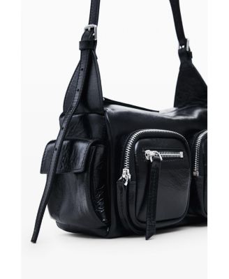 Дизайнерская женская маленькая кожаная сумка с карманами