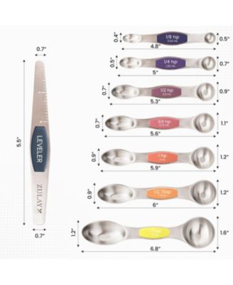 Set of 8 Stackable Magnetic Measuring Spoons with Leveler