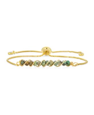 Fashion Stone Bolo Bracelet with Natural Tourmaline Aquamarine Plated