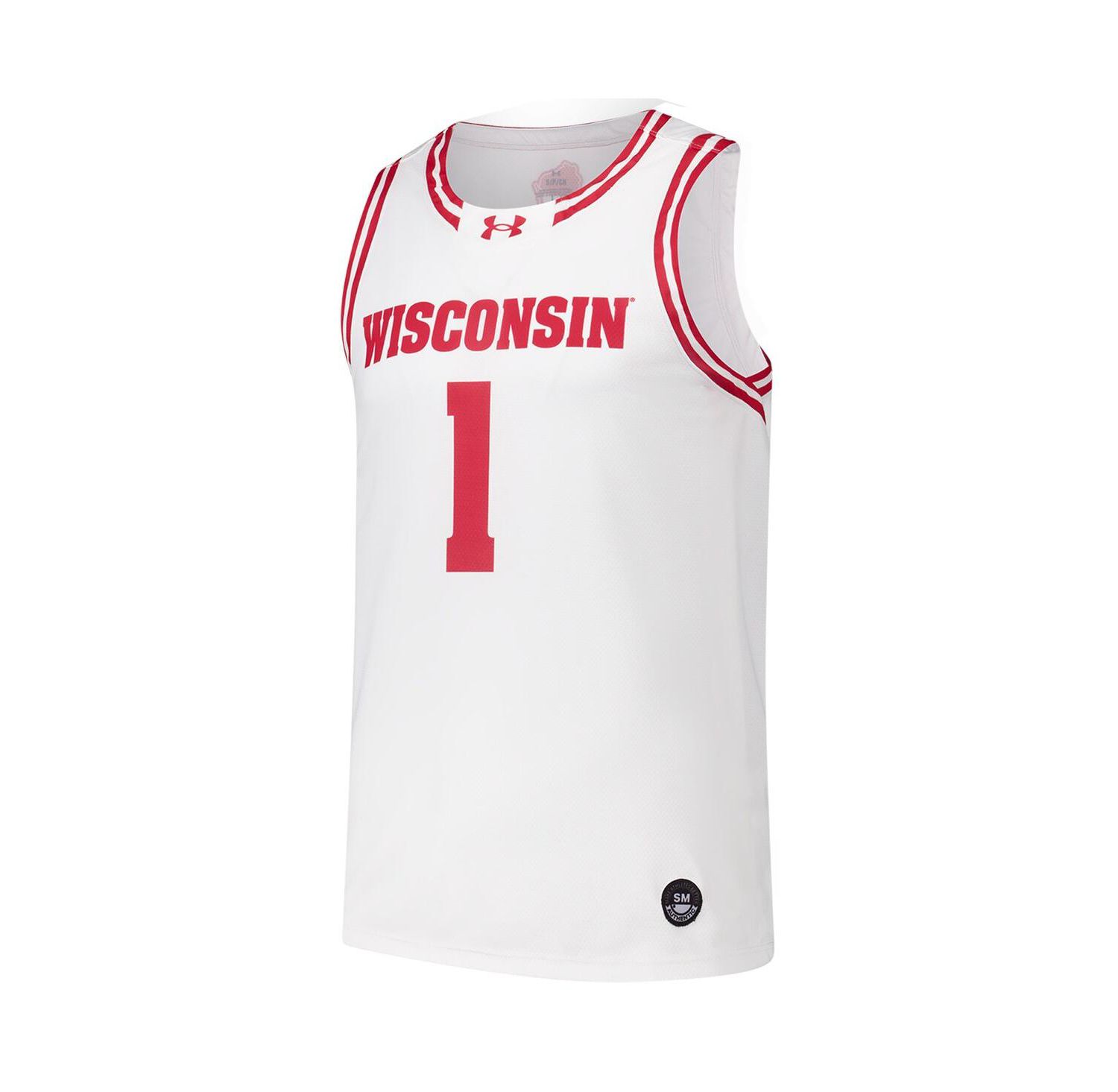 Men's 1 White Wisconsin Badgers Replica Basketball Jersey