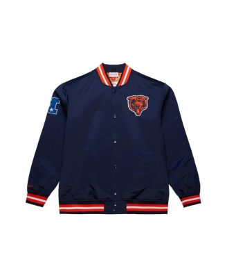 Мужская темно-синяя куртка Chicago Bears из двойного атласа Mitchell & Ness с застежкой на пуговицы