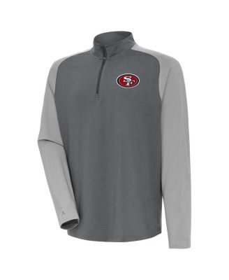Мужская футболка Antigua Heather Charcoal/Grey San Francisco 49ers Dauntless с застежкой-молнией на четверти