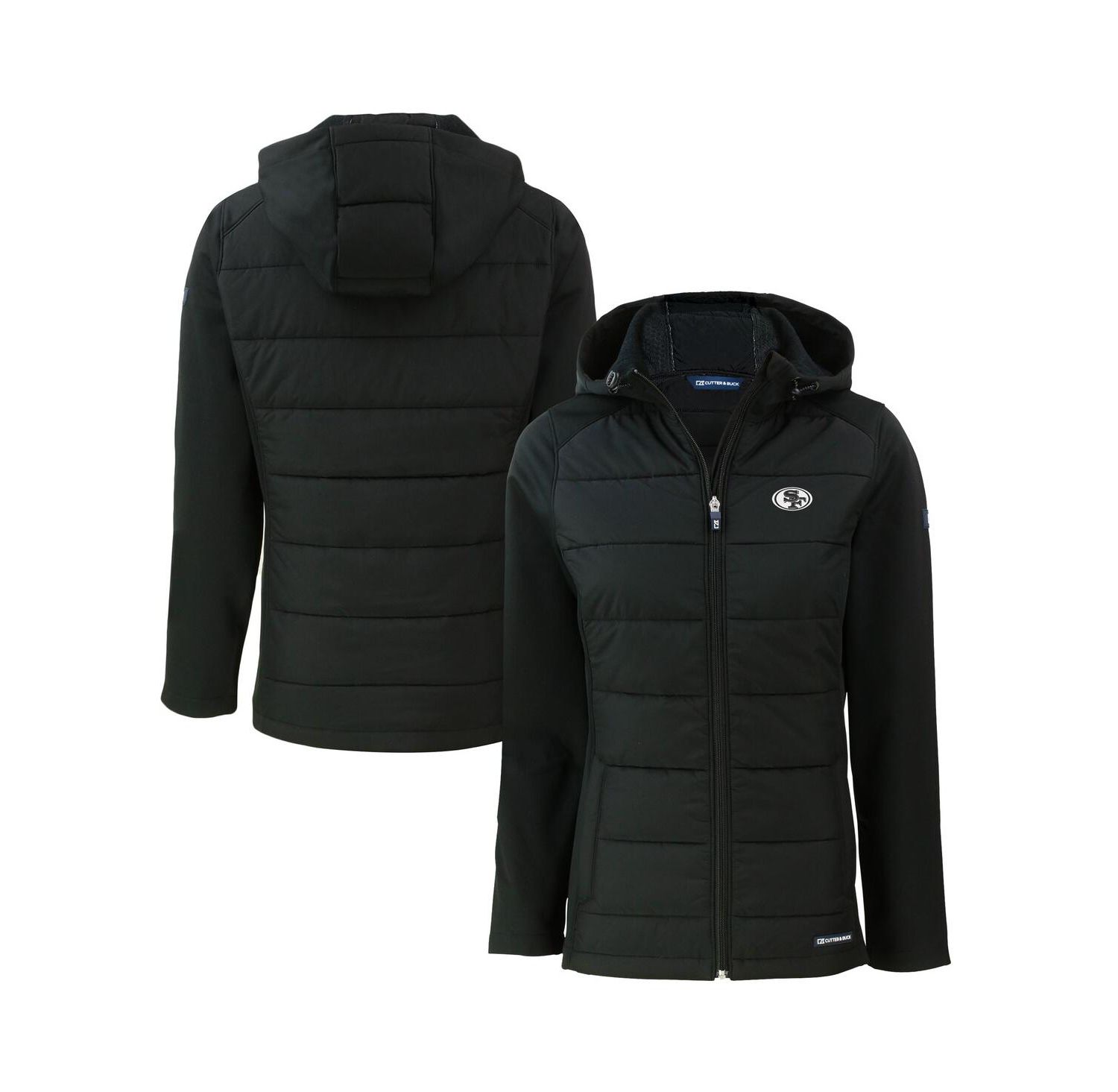 Women's Black San Francisco 49ers Evoke Hybrid Eco Softshell Full-Zip Hoodie Jacket