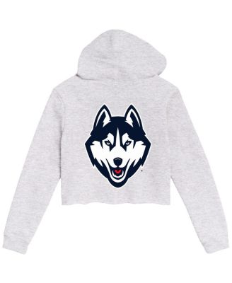 League Collegiate Wear Womens Ash UConn Huskies 2-Hit 1636 Cropped Pullover Hoodie 11390₽