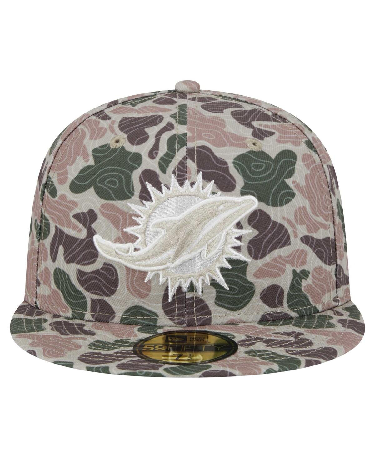 New Era Men's Camo Miami Dolphins Geo 59fifty Fitted Hat In Camo