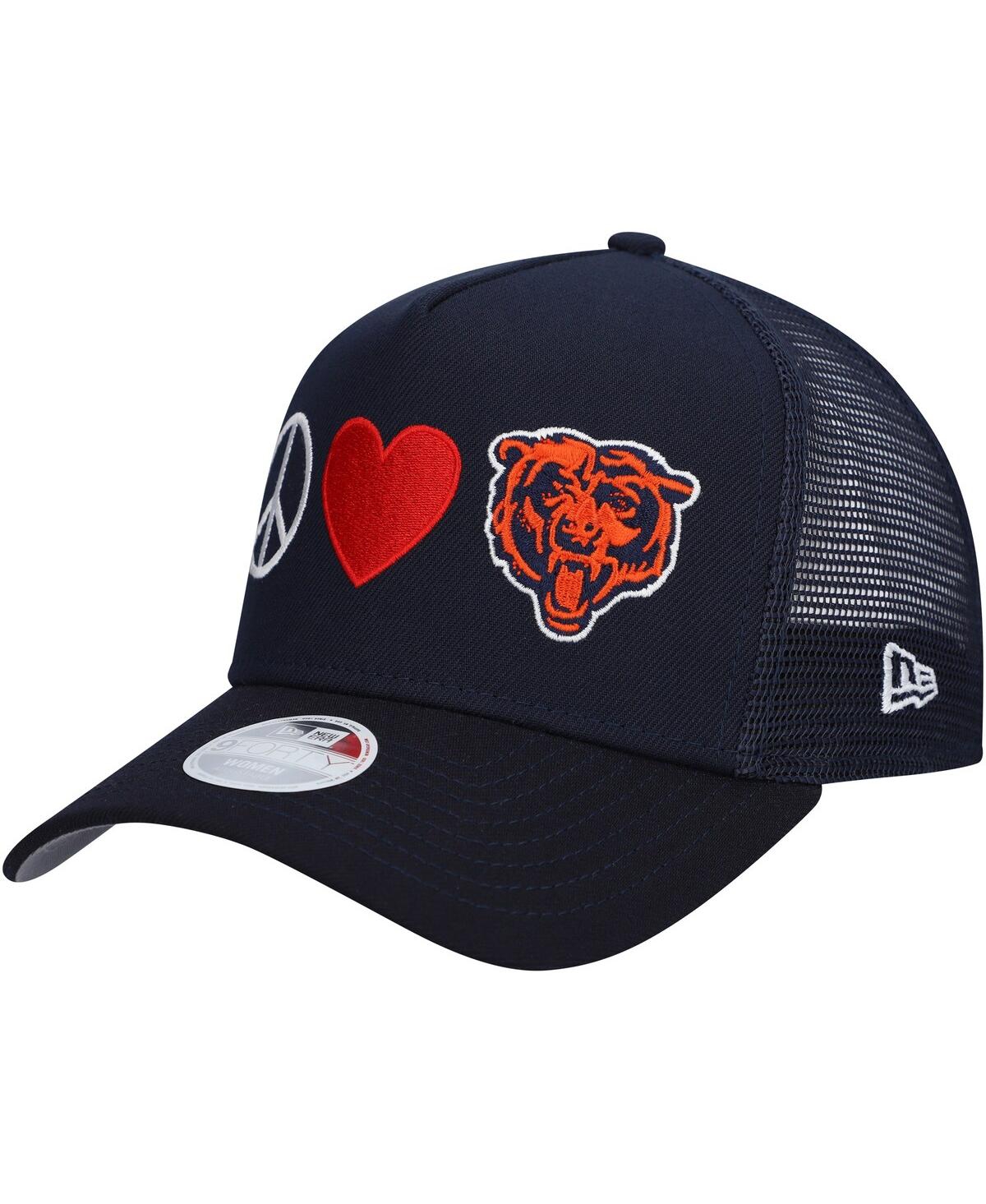 New Era Women's Navy Chicago Bears Peace Love Trucker 9forty Adjustable Hat In Navy