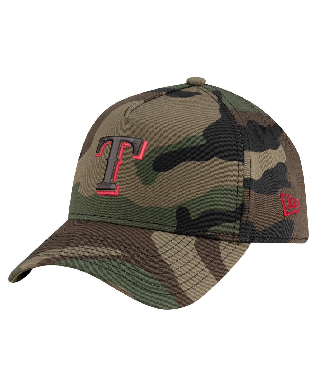 NEW ERA MEN'S CAMO TEXAS RANGERS WOODLAND TEAM POP 9FORTY A-FRAME ADJUSTABLE HAT 