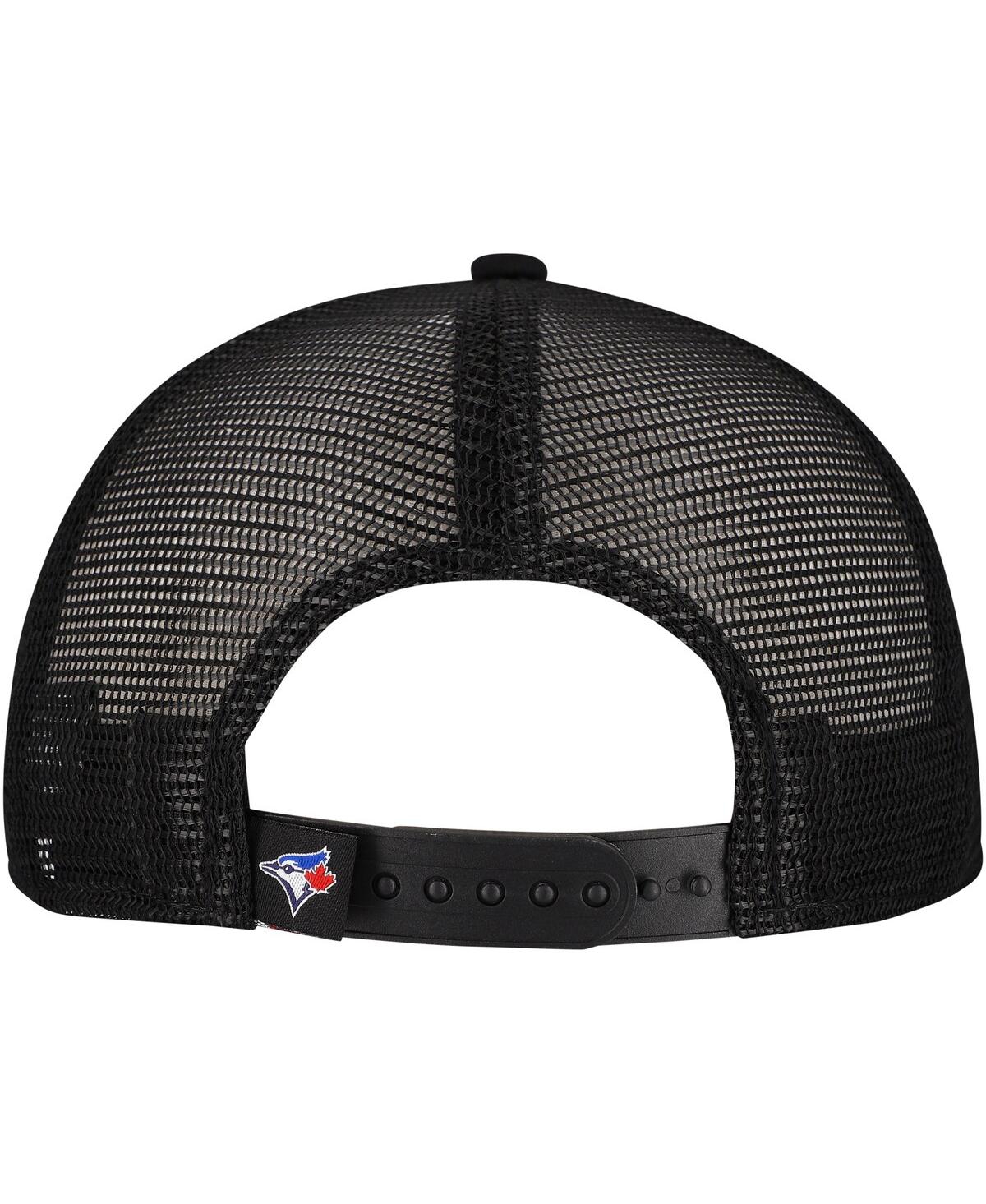 New Era Men's Black Toronto Blue Jays Retro Bold A-frame Trucker 9forty Adjustable Hat In Black