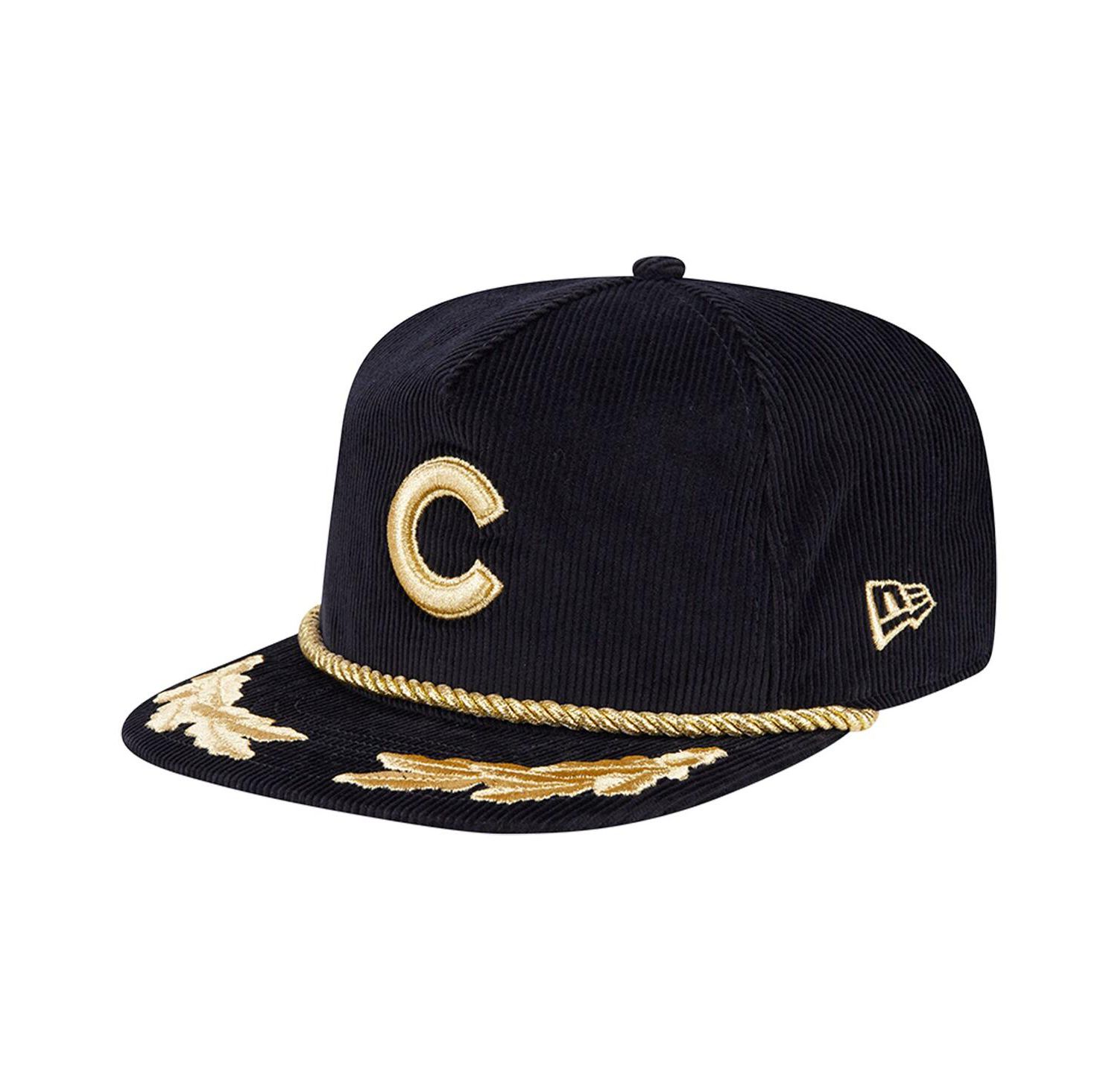 Men's Black Chicago Cubs Corduroy Filigree Golfer Adjustable Hat