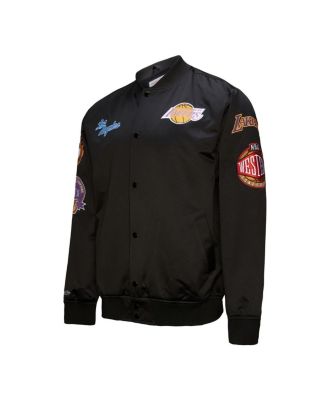 Мужская черная винтажная атласная куртка Mitchell & Ness из коллекции Los Angeles Lakers Blackout с полной застежкой