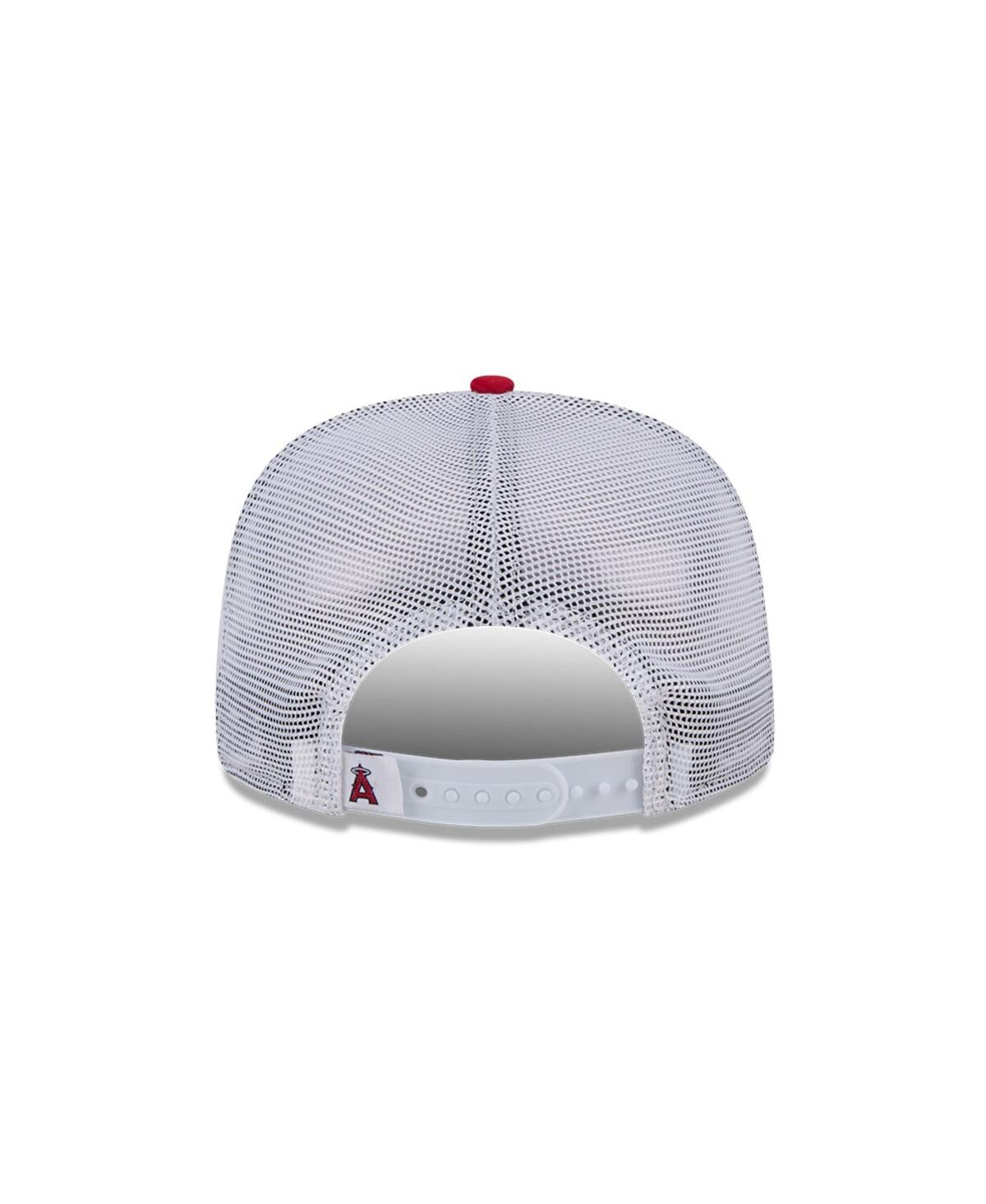 NEW ERA MEN'S RED LOS ANGELES ANGELS TEAM HORIZON 9FIFTY A-FRAME TRUCKER SNAPBACK HAT 