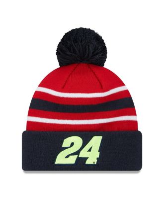 Мужская вязаная шапка Jeff Gordon DuPont темно-синего цвета новой эры с манжетами и помпонами