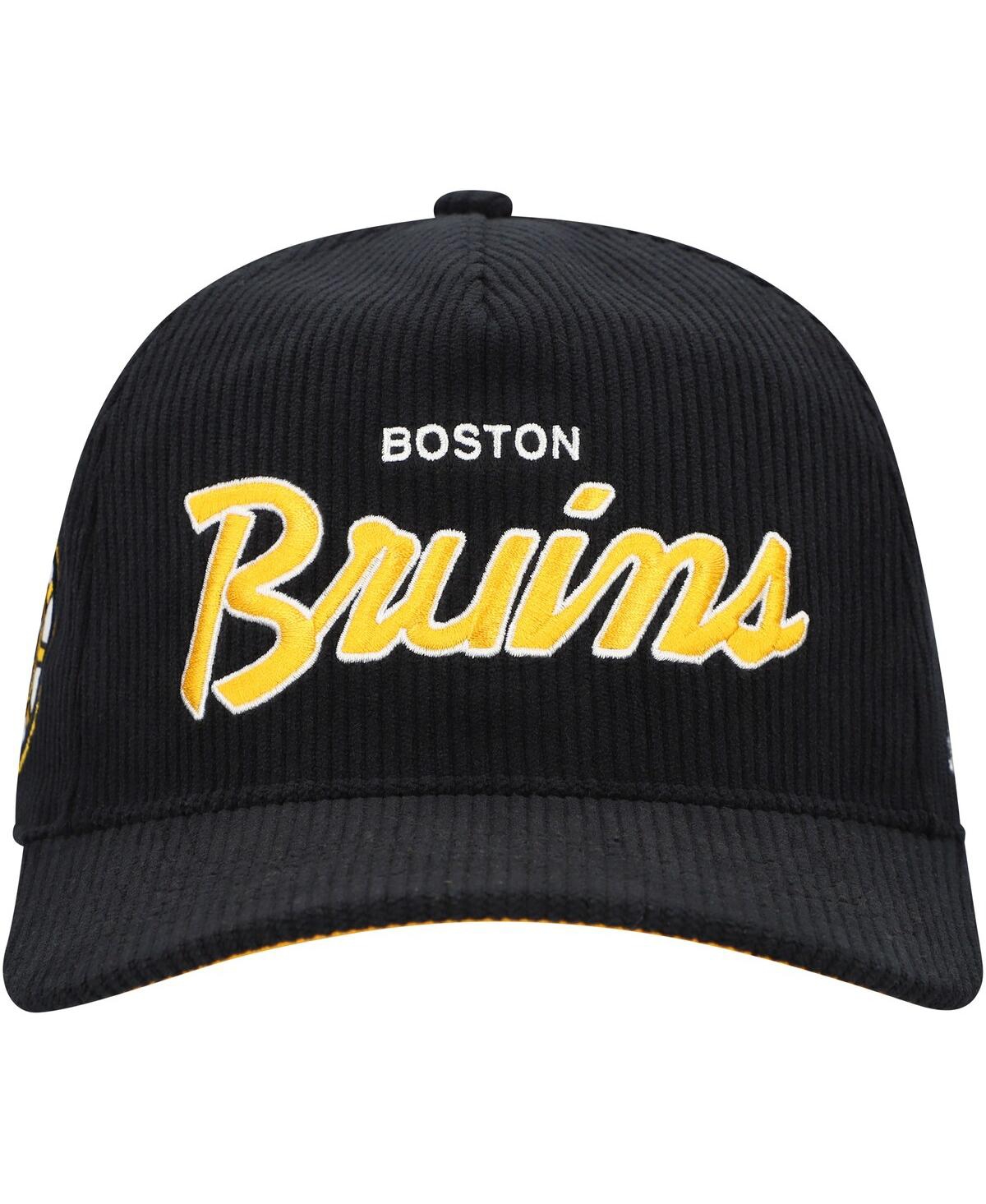 47 Brand Men's Black Boston Bruins Crosstown Corduroy Hitch Adjustable Hat In Black