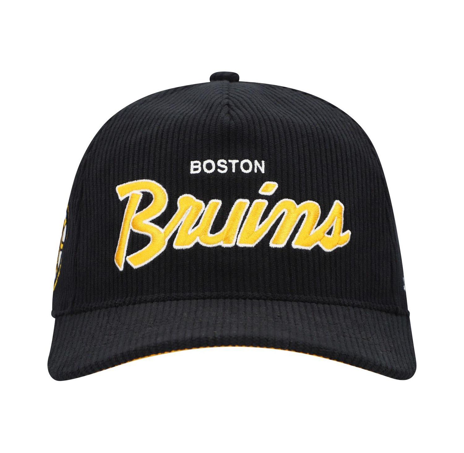 Men's Black Boston Bruins Crosstown Corduroy Hitch Adjustable Hat