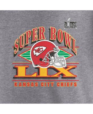 Женская футболка Fanatics Heather Gray Kansas City Chiefs Super Bowl LIX большого размера с V-образным вырезом Our Pastime Tri-Blend