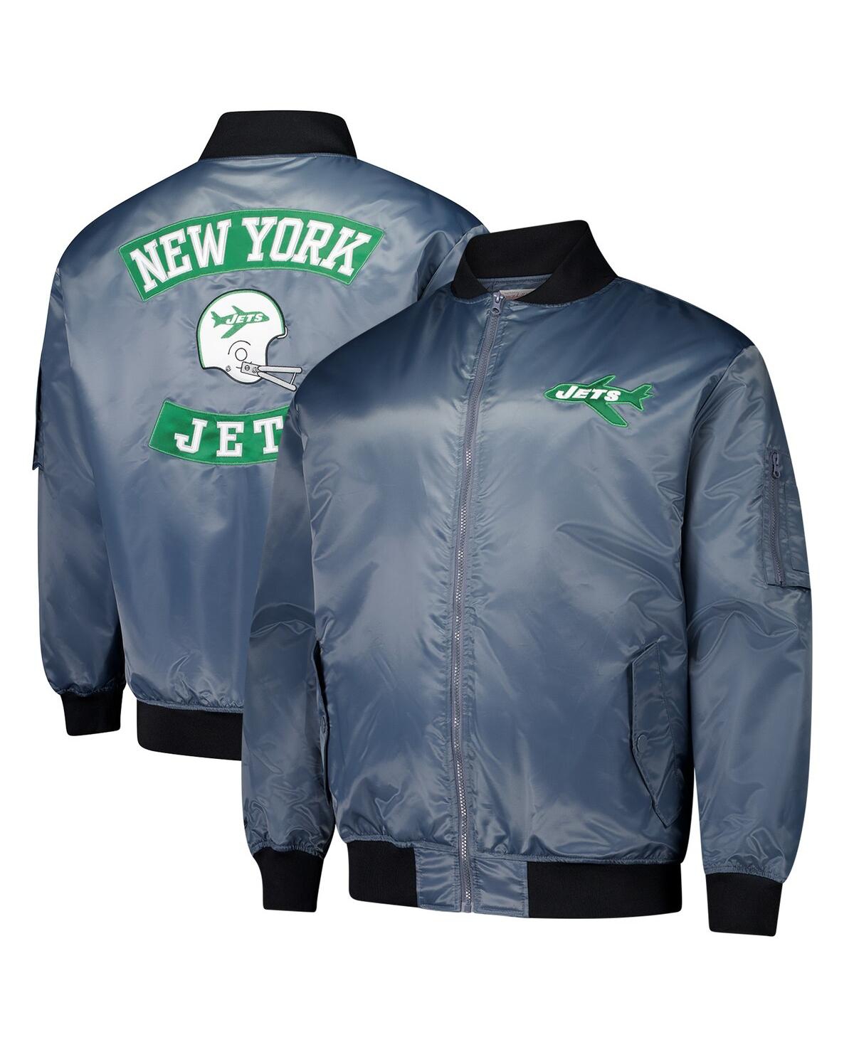 Men's Charcoal New York Jets Big Tall Bomber Full-Zip Jacket - Charcoal