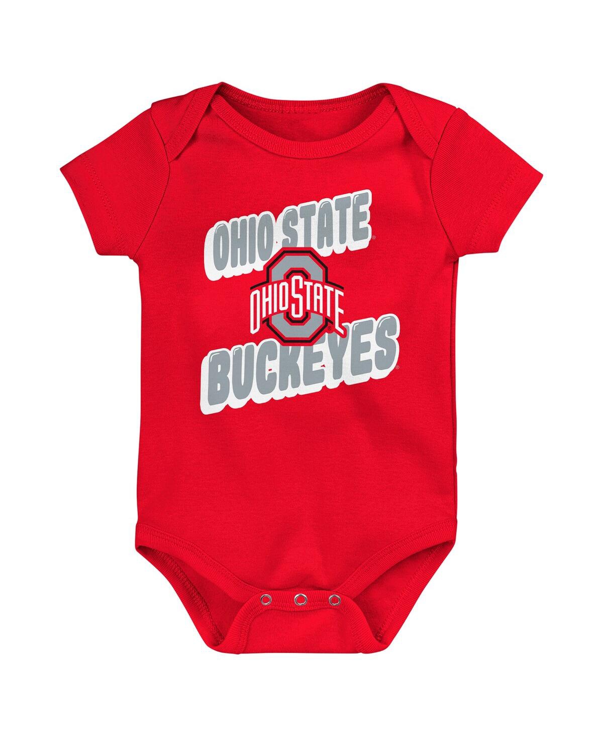 Outerstuff Baby Boys And Girls Ohio State Buckeyes Sunday Comics Bodysuit Set 3-pack In Red