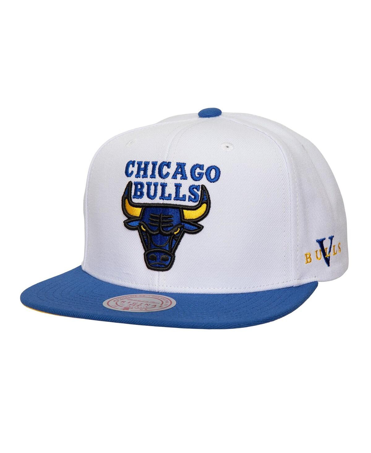 Mitchell & Ness Men's White/Blue Chicago Bulls Core V Snapback Hat