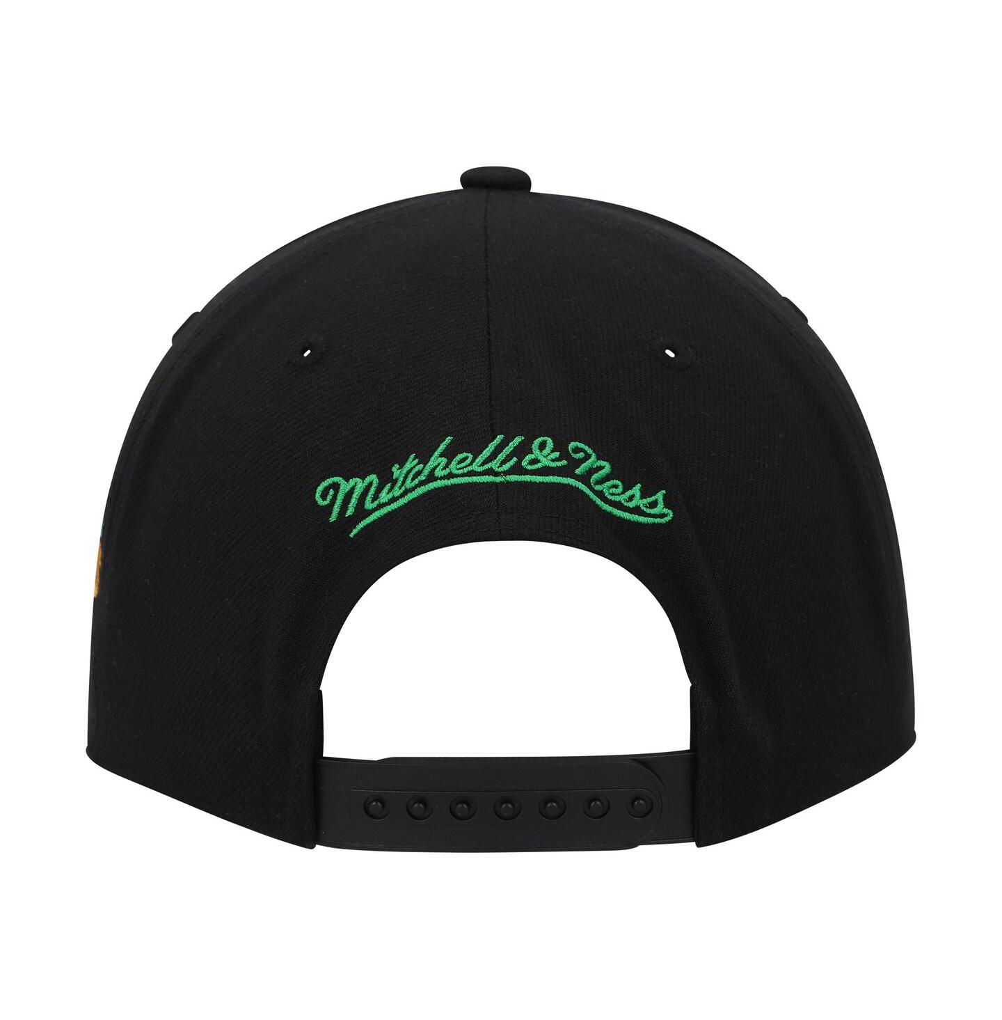 Мужская кепка Mitchell & Ness Black Dallas Stars Core Team Script 2.0 Snapback Hat — фото 2