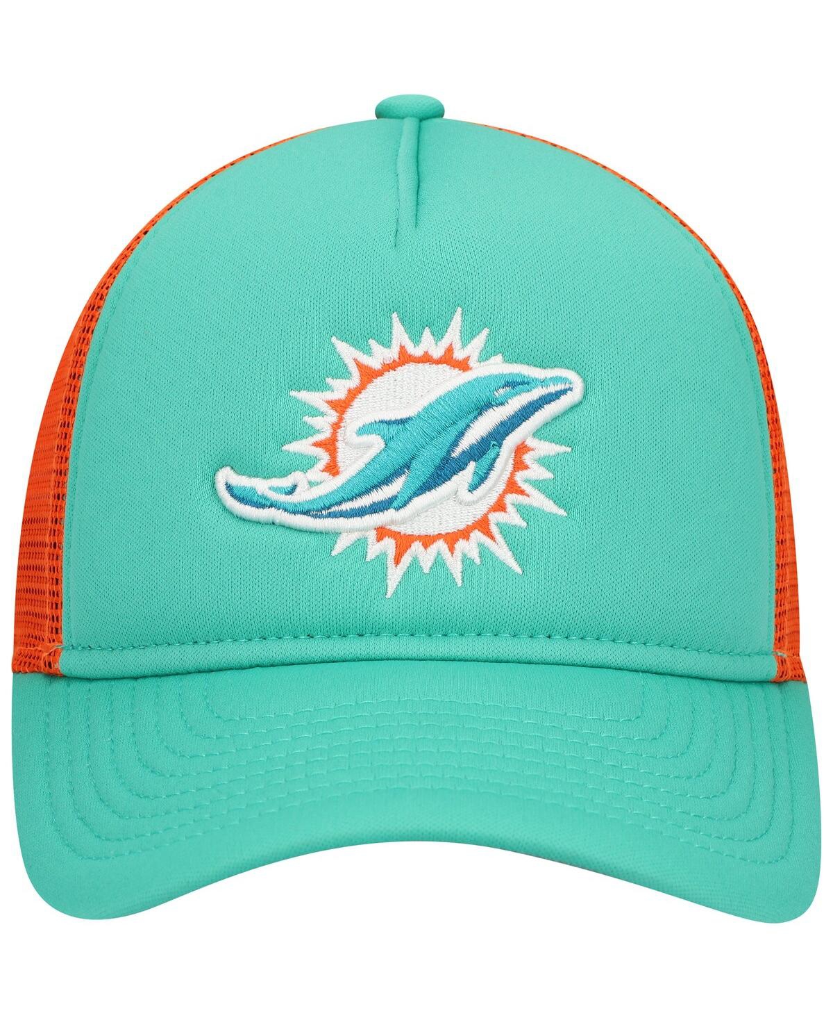 New Era Big Boys And Girls Aqua Miami Dolphins A-frame 9forty Trucker Adjustable Hat In Aqua