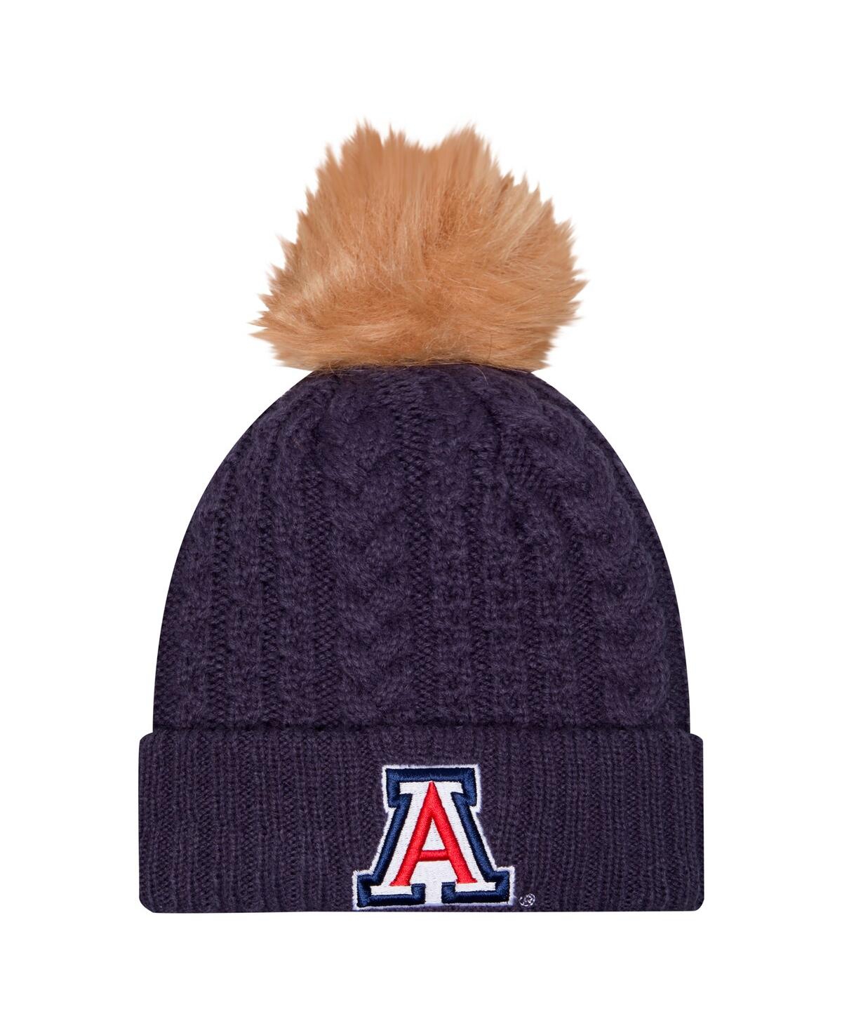 New Era Women's Navy Arizona Wildcats Luxury Cuffed With Pom Knit Hat In Navy