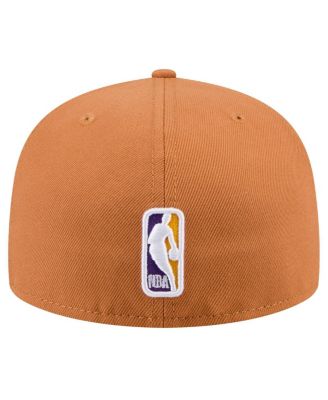 Мужская коричневая кепка New Era Los Angeles Lakers Color Pack 59, приталенная по фигуре.