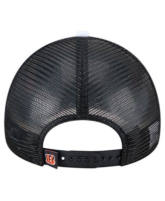 Men's White/Black Cincinnati Bengals Sport Night Color Block 9FORTY A-Frame Trucker Adjustable Hat