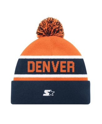 Men's and Women's Navy/Orange Denver Broncos Cuffed with Pom Knit Hat