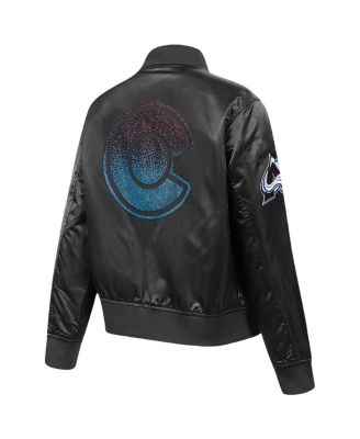 Women's Black Colorado Avalanche Rhinestone Jewels Satin Full-Snap Jacket
