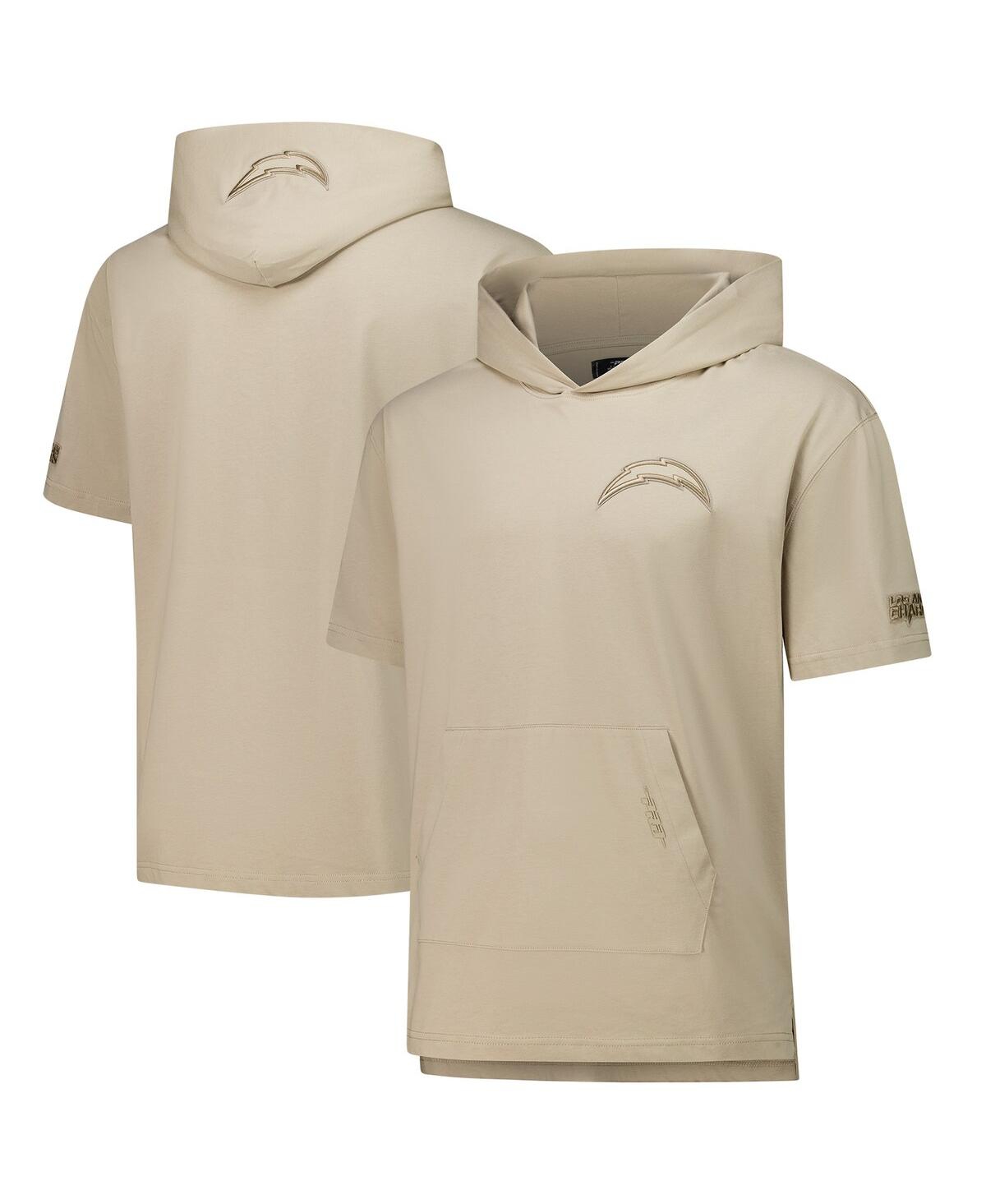 Pro Standard Men's Tan Los Angeles Chargers Neutrals Capsule Short Sleeve Pullover Hoodie In Tan