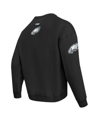 Men's Black Philadelphia Eagles Turn It Up Drop Shoulder Pullover Sweatshirt