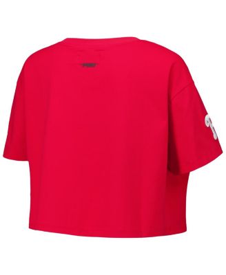Укороченная футболка Pro Standard Women's Red Philadelphia Phillies Made To Play с квадратным вырезом