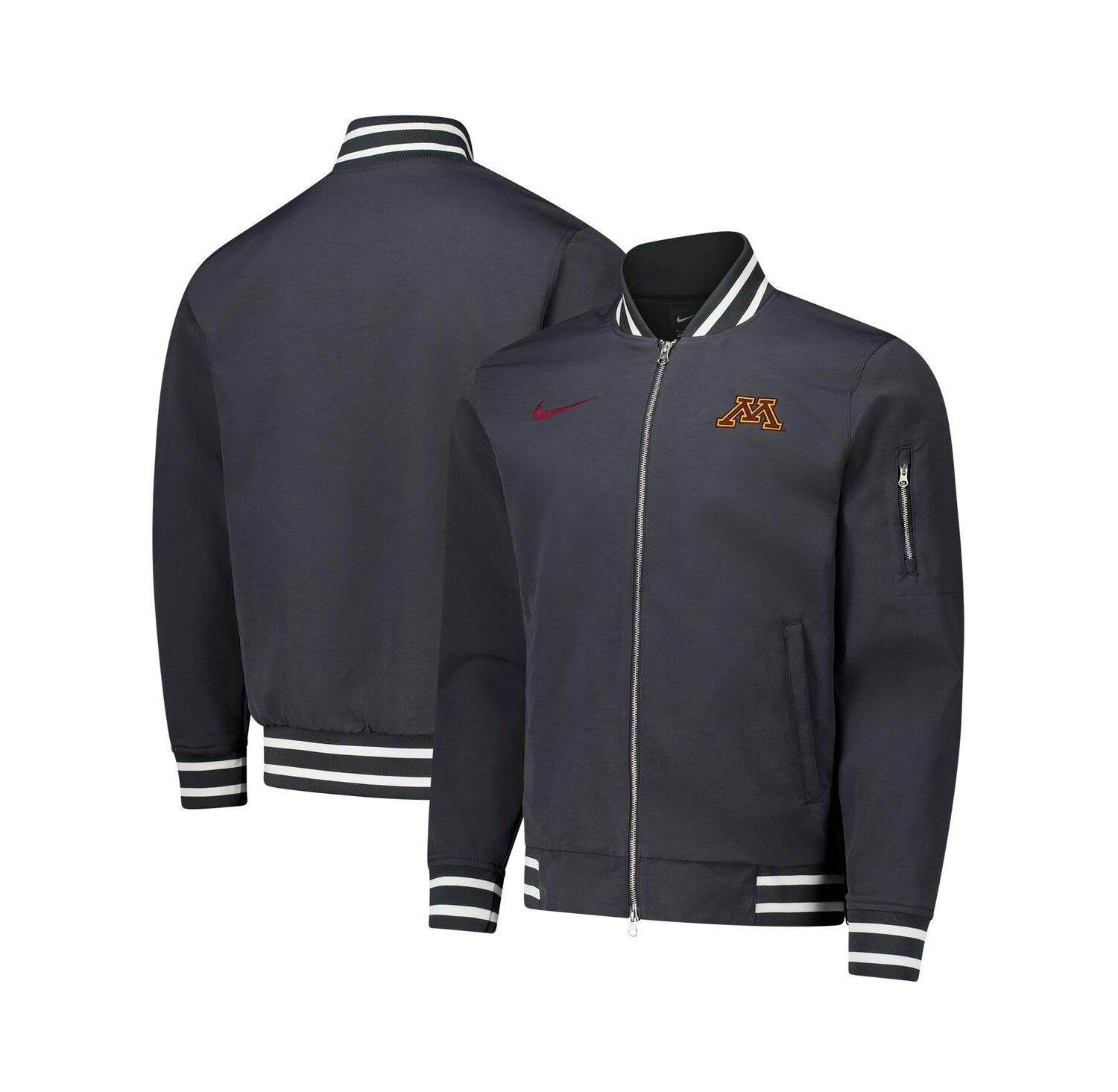 Men's Anthracite Minnesota Golden Gophers Full-Zip Bomber Jacket