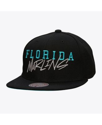 Mitchell & Ness - Men's Black Florida Marlins Team Tagged Snapback Hat