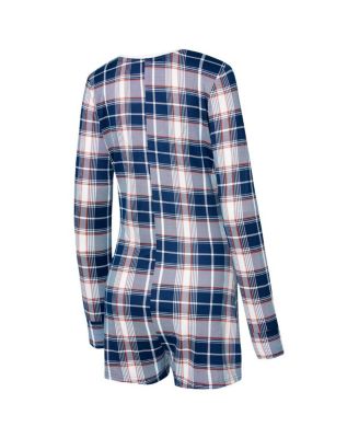 Женский вязаный комбинезон Concepts Sport из темно-синего/оранжевого трикотажа Houston Astros Ashford в клетку с V-образным вырезом